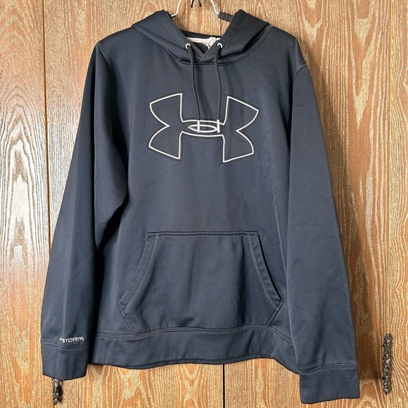 Under Armour Other - Under Armour Blue Storm Fleece Sweatshirt Hoodie Men's L Loose Fit Embroidered